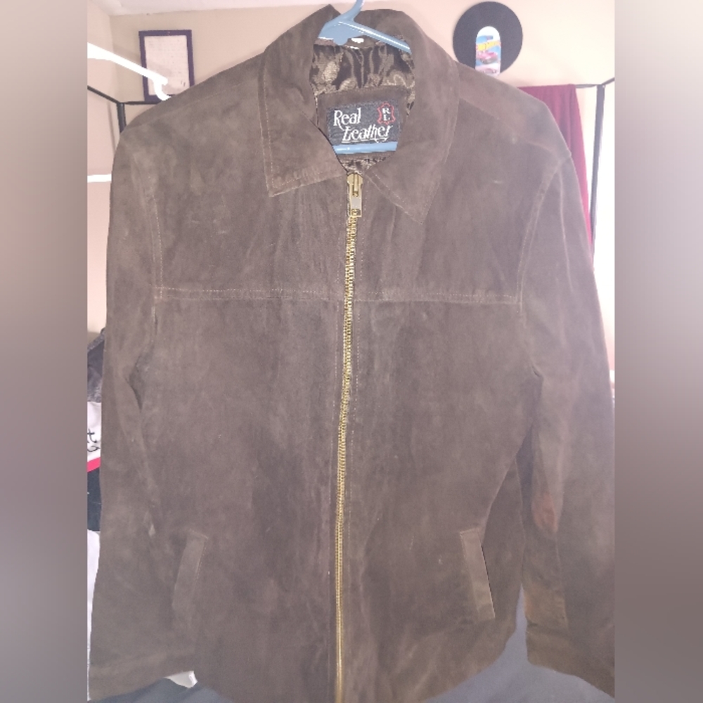 Grey Real Large Leather jacket